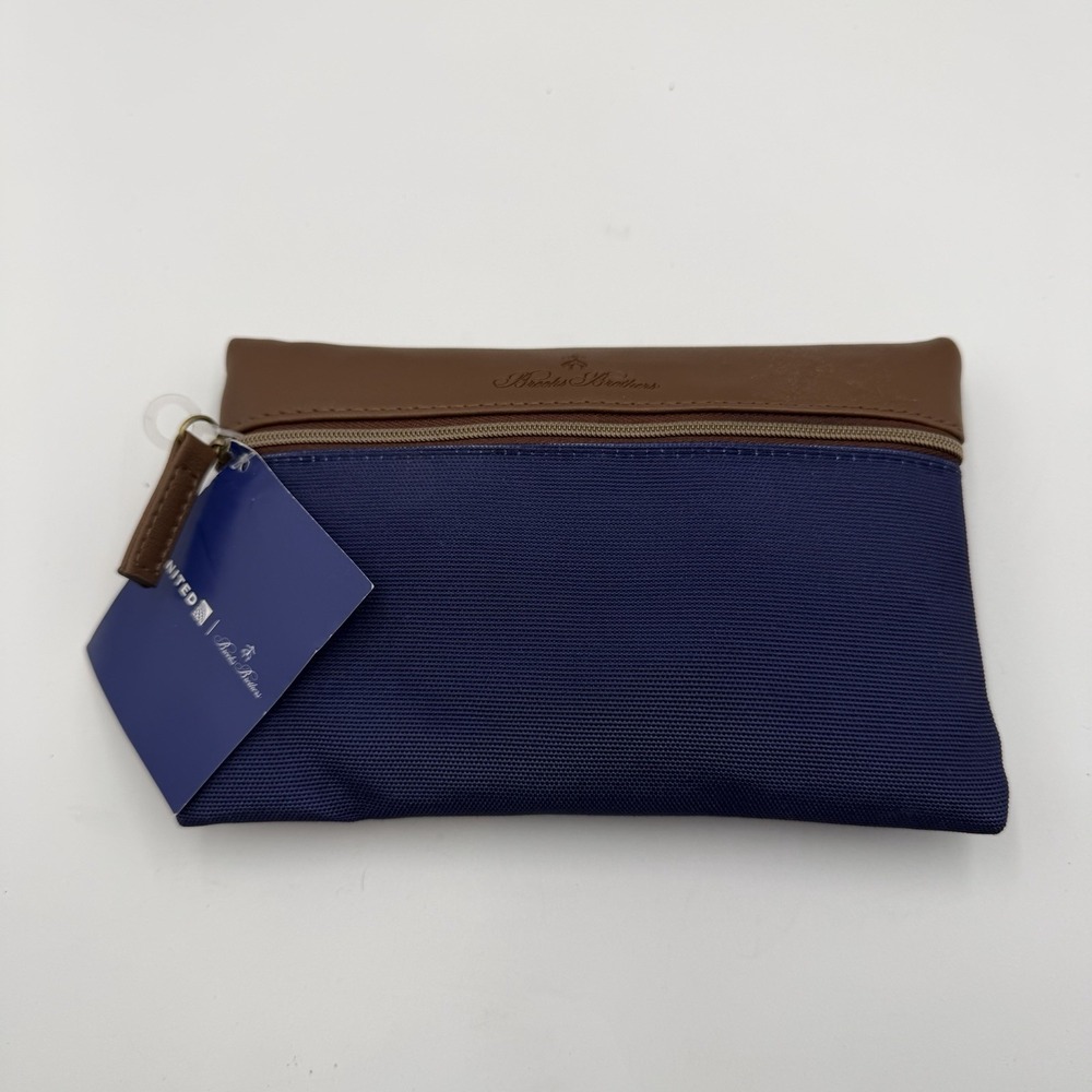 NEW‎ United Airlines Brooks Brothers Amenity Kit  Blue & Brown